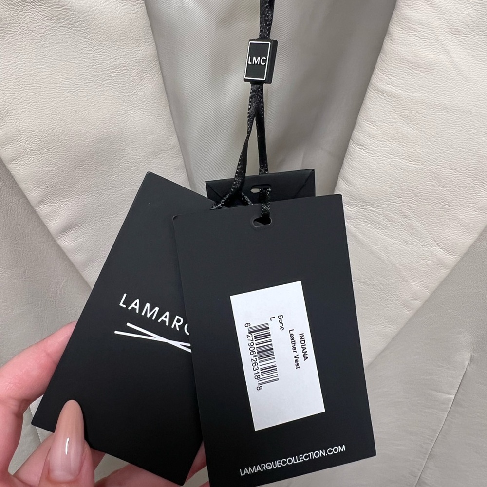 NWT Lamarque 100% Leather Vest in Cream - Picture 7 of 7